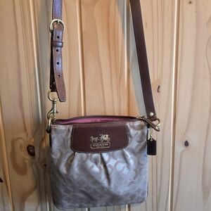 Coach Signature Brown and Tan Crossbody Bag